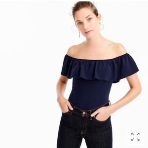J Crew Ruffle bodysuit in Navy size XL NWT